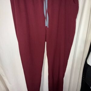 Figs Burgundy Jogger Pants L. with Gray Drawstring